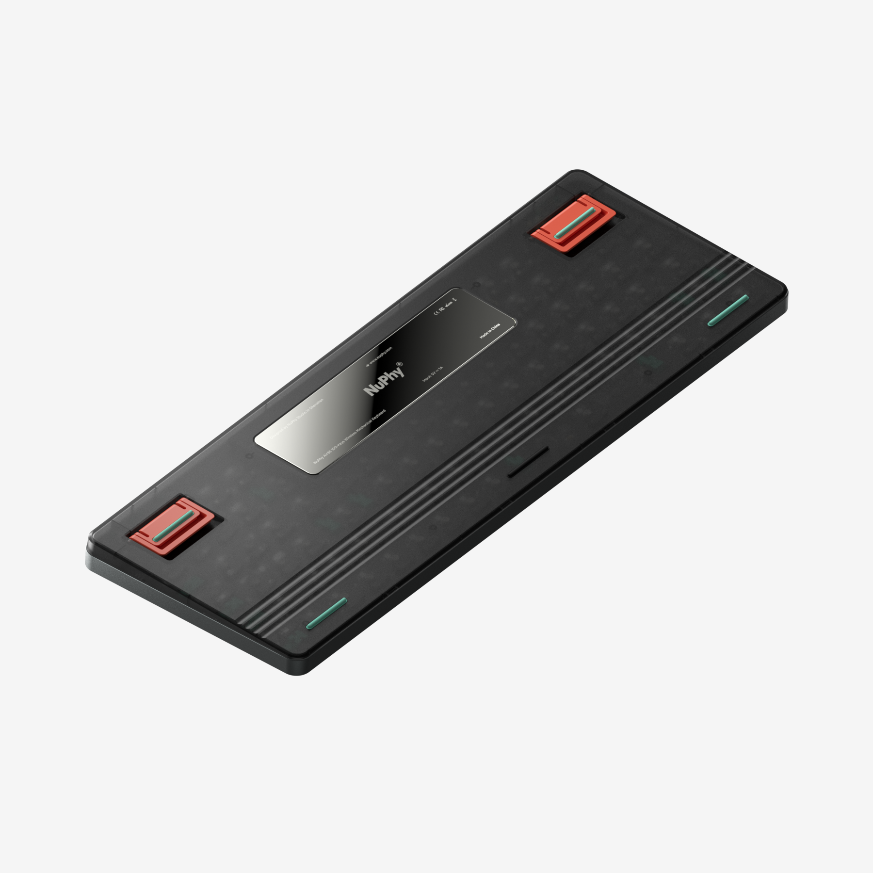 Back view of NuPhy Air96 wireless mechanical keyboard in lunar gray color