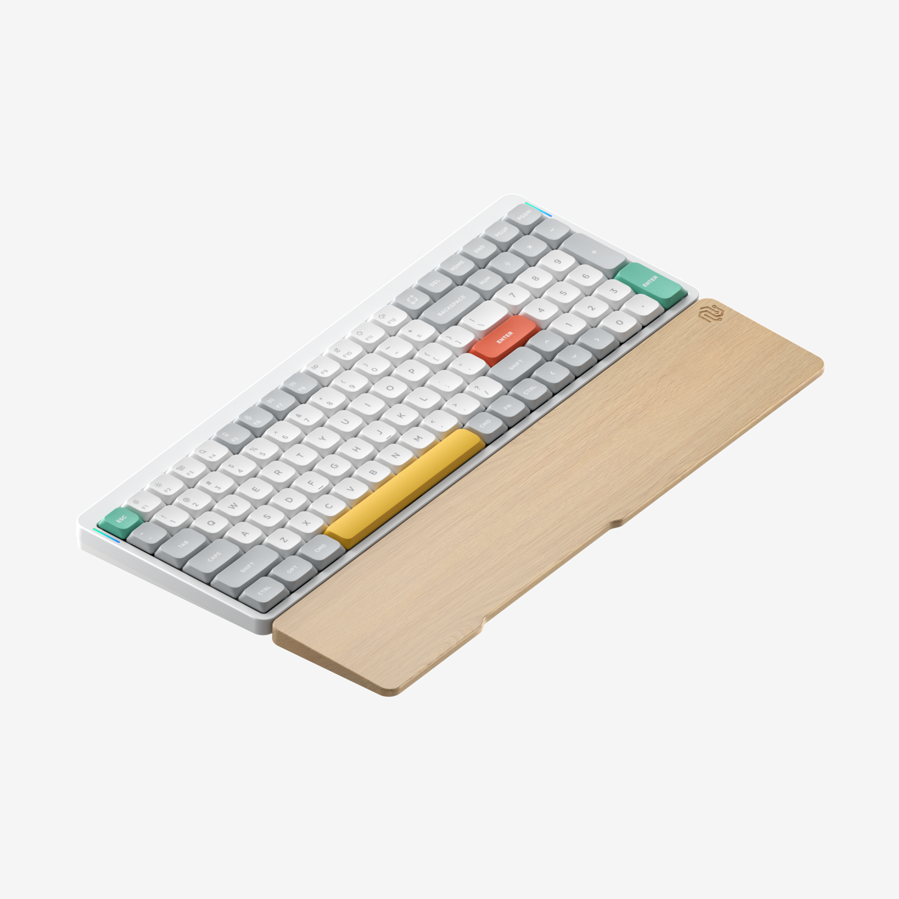Ionic white Air96 low-profile Bluetooth mechanical keyboard with beach palm rest