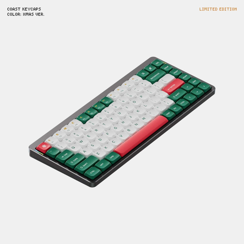 Air75 COAST PBT Keycaps (Xmas Limited)  at $29 | NUPHY®
NuPhy® | In Stock & Ships in 3-5 days COAST Xmas limited is our new color design for the world's thinnest PBT keycap. The spherical design and enlarged finger contact area provide users with an excellent typing feeling and higher input accuracy. Explore the design story of Xmas Limited Keycaps.https://nuphy.com/blogs/works/coast-pbt-keycaps-xmas-limited