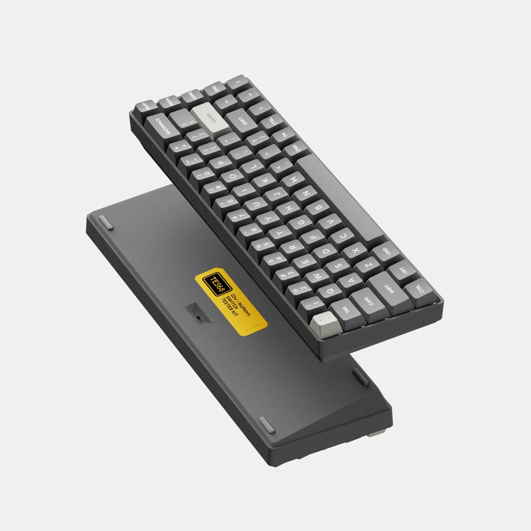 TES68 Switch Tester Kit  at $19.95 | NUPHY®
CIY X NuPhy® | Note(1): This kit does not include mechanical switches and keycaps. Please purchase them separately. The switches and keycaps in the photos are for display only. Note(2): This kit does not support wired-connection between the kit and your devices. You must insert two AAA batteries into the battery compartment of TES68 to power it and use Bluetooth or 2.4G wireless to connect it to your device. In Stock & Ships in 3-5 days